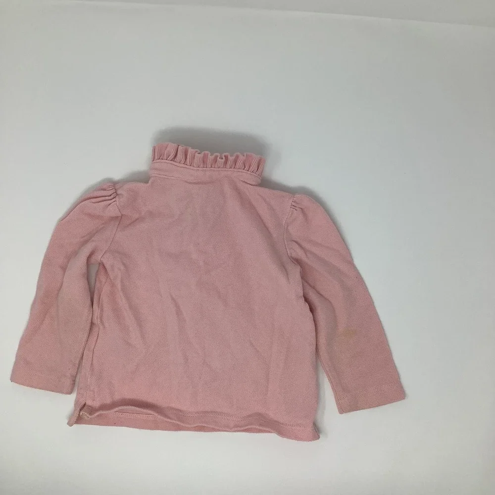Ralph Lauren Baby Shirt‎ Girls 9m Pink Cotton Long Sleeve Ruffle Collar